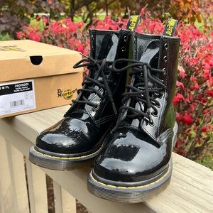 Dr Martens Patent Black Combat Boots